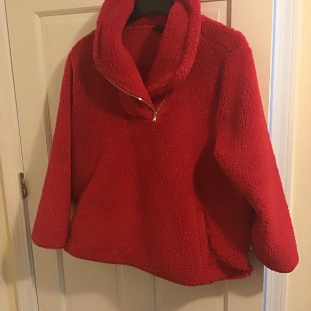 Vibrant Red Fleece Pullover